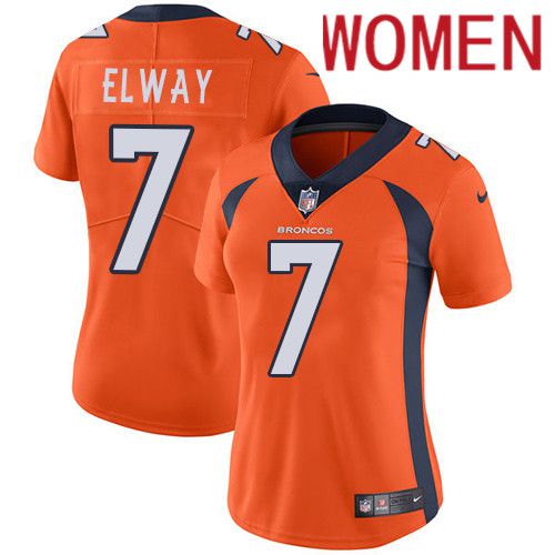 Women Denver Broncos 7 John Elway Orange Nike Vapor Limited NFL Jersey